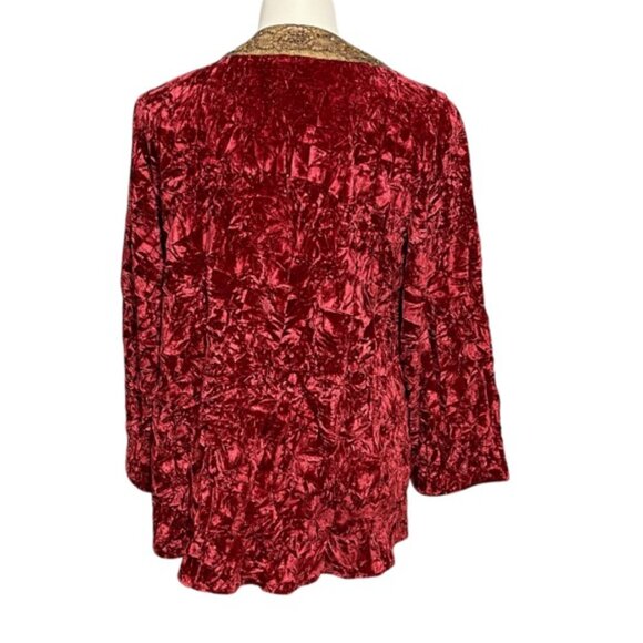 Soft Surroundings Large Misandai Ruby Gold Beaded Crushed Velvet Jacket … - Picture 4 of 8